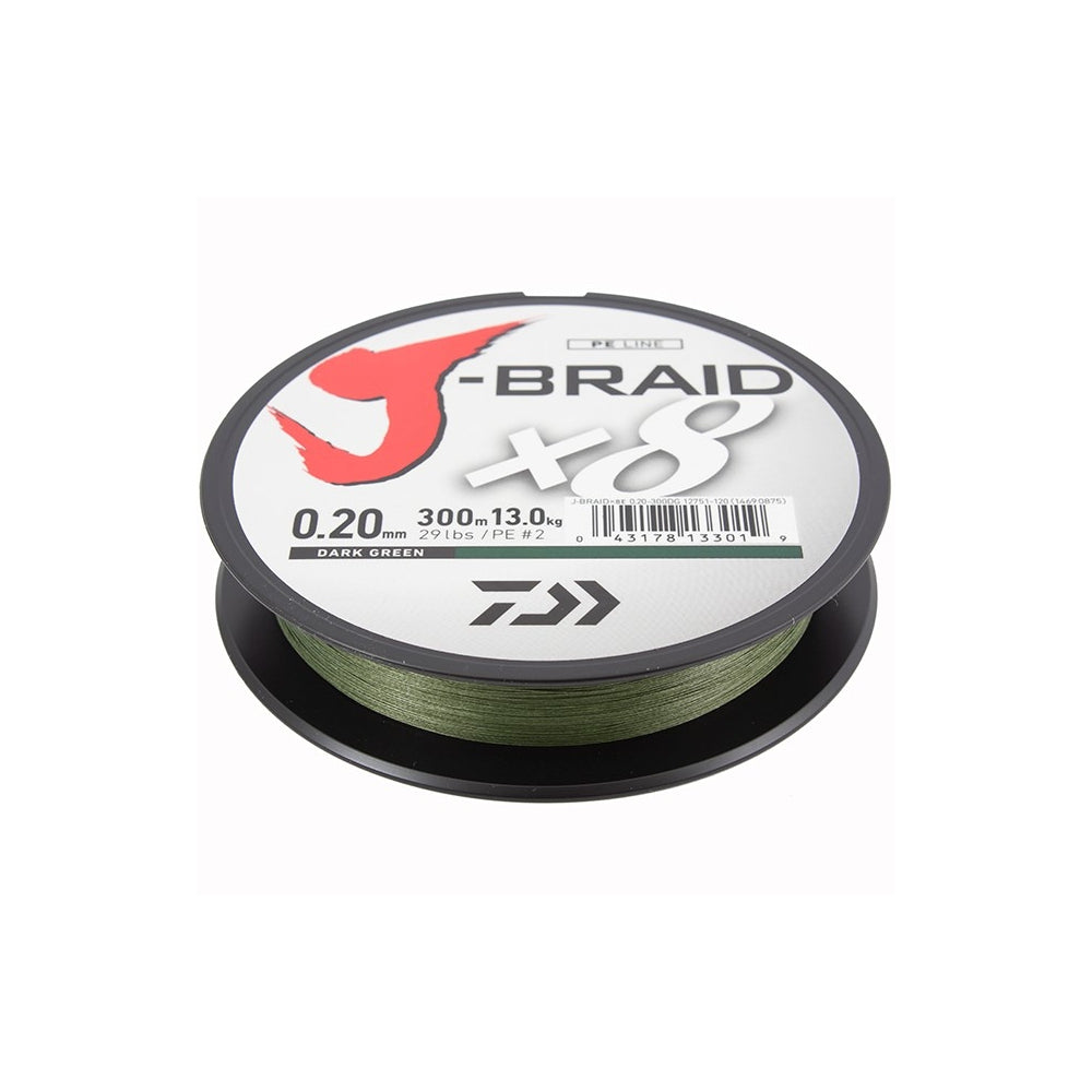 Daiwa J-Braid X8 300m Dark Green, 0.16mm with 9kg