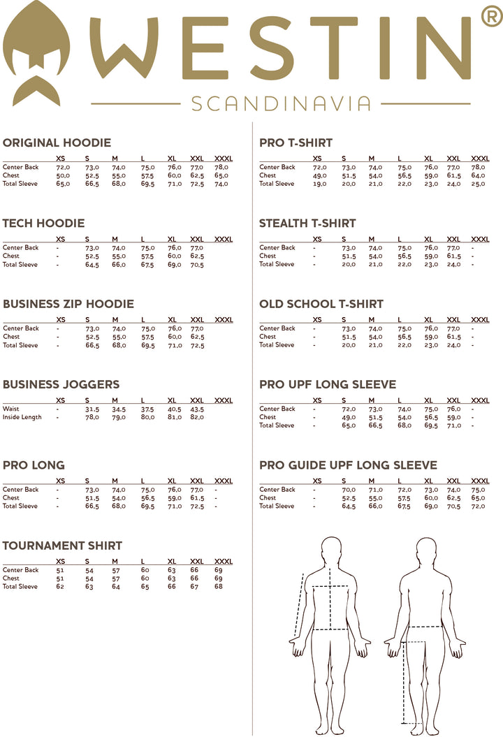 Westin clothing size chart