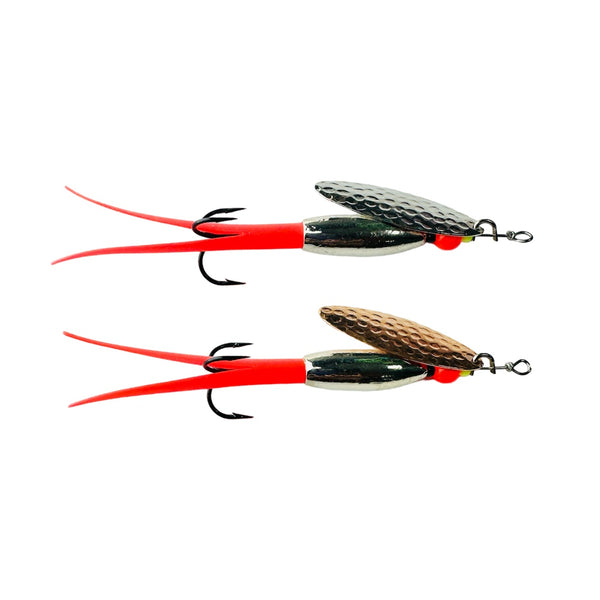 3 Orange Bullet Flying C Spinners Single/Treble Hooks Salmon Trout